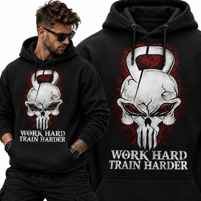BLUZA Z KAPTUREM NA SIŁOWNIĘ  WORK HARD
